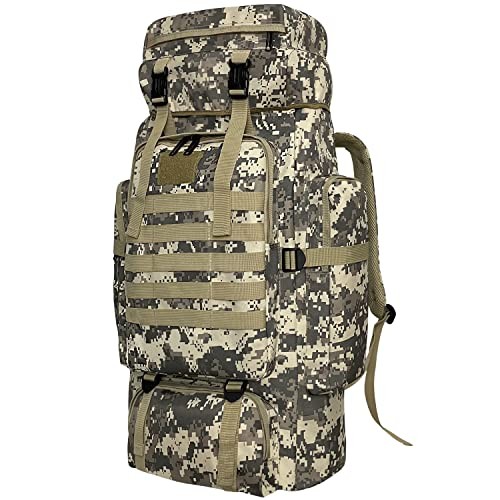 Vaupan 80L Hiking Backpack, Waterproof Molle Rucksack, Green (Midori) / Cha-iro