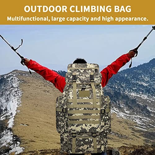 Vaupan 80L Hiking Backpack, Waterproof Molle Rucksack, Green (Midori) / Cha-iro-6