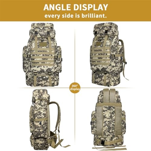 Vaupan 80L Hiking Backpack with USB Charging Port, City Camo-1