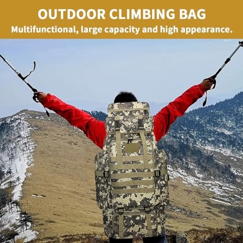 Vaupan 80L Hiking Backpack with USB Charging Port, City Camo-6