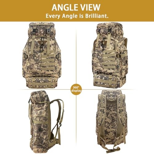 Vaupan 80L Hiking Backpack with USB Charging Port, MOLLE Rucksack, City Camo-Biner-6