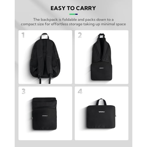 Waterfly Black 20L Foldable Backpack Daypack-4