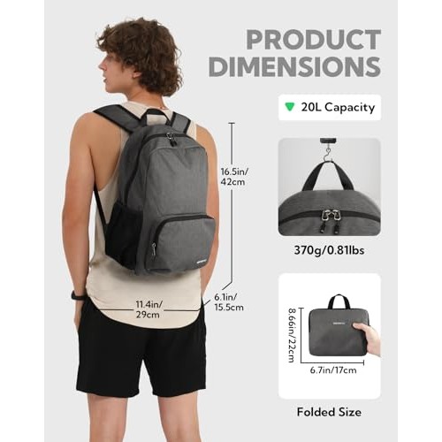 Waterfly Grey 20L Foldable Backpack Daypack-1