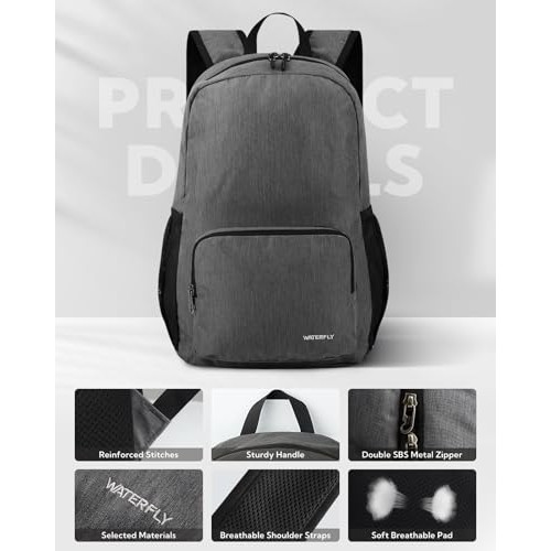 Waterfly Grey 20L Foldable Backpack Daypack-2