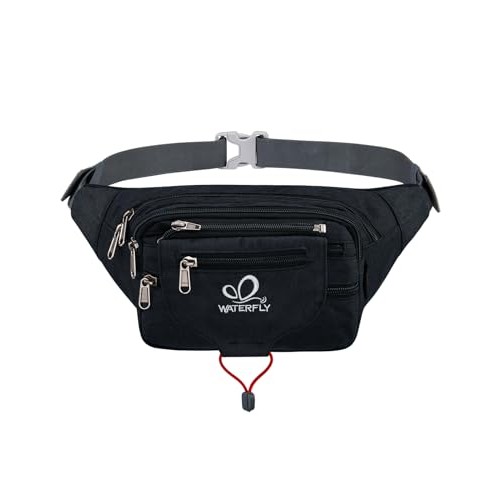 Waterfly Black Bum Bag Fanny Pack with Multi Pockets