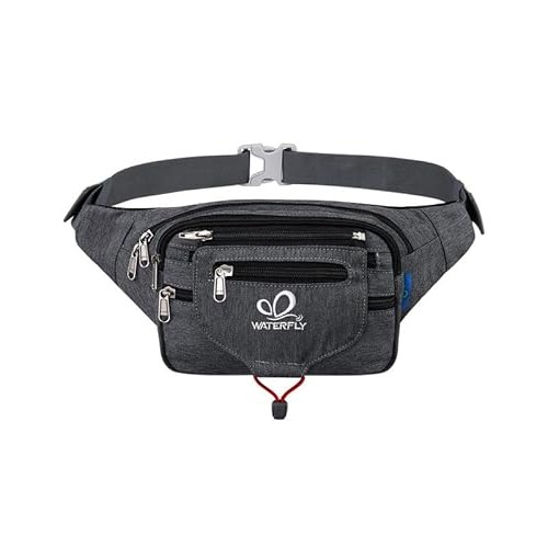 Waterfly Dark Grey Bum Bag Fanny Pack with Multi Pockets