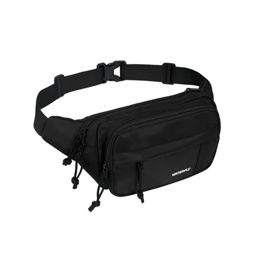 Waterfly Large Black Bumbag, Fanny Pack with Multi Pockets