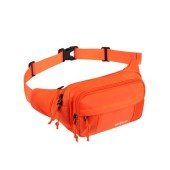 Waterfly Large Fanny Pack Waist Pack, Orange, 5 Zipper Pockets, Adjustable Strap, 9.06 x 5.11 x 3.54 in