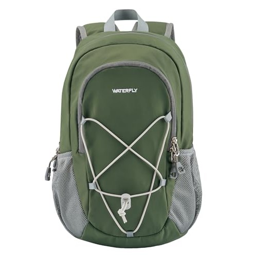 Waterfly Small Hiking Backpack 12L, Olive Green, Mini Lightweight Sport Rucksack with Chest Strap