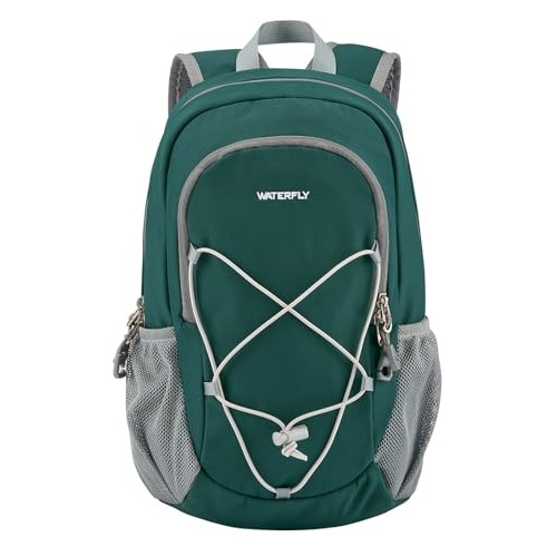 Waterfly Small Hiking Backpack 12L, Dark Green Lightweight Daypack with Chest Strap