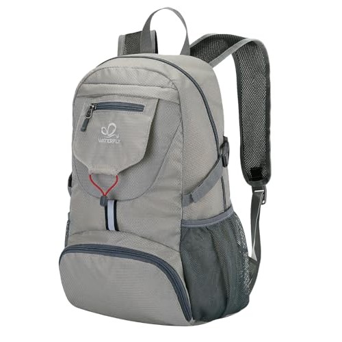 Waterfly Ultra Lightweight Foldable 20L Backpack, Light Grey