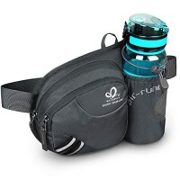 Waterfly Waist Pack Running Belt Bag with Bottle Holder, Dark Grey, S