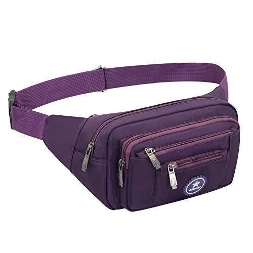 Ariineer Waterproof Bum Bag, Purple, 5-Pocket Waist Pack