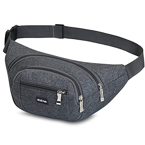 Ridirun Grey Waterproof Waist Bag for Hiking and Travel
