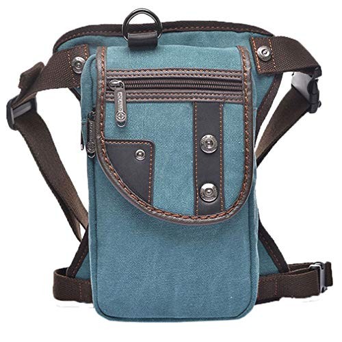 Xieben blue canvas drop leg bag, waist and thigh pack
