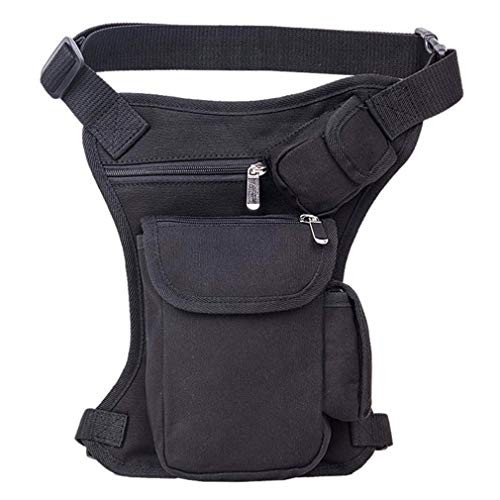 Xieben Canvas Outdoor Travel Waist Pack Thigh Bag, Black