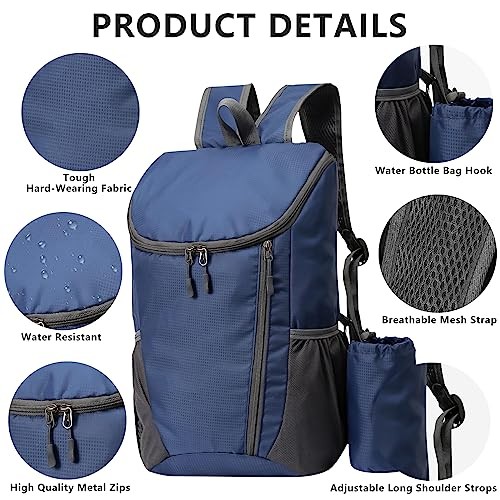 Yoolly Lightweight Foldable Backpack, Waterproof Packable Hiking Rucksack, Dark Blue-2