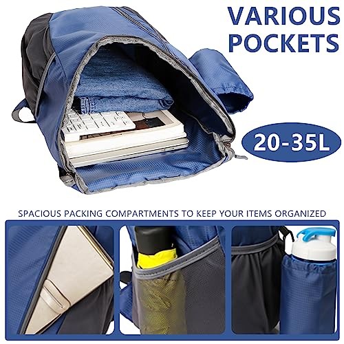 Yoolly Lightweight Foldable Backpack, Waterproof Packable Hiking Rucksack, Dark Blue-3