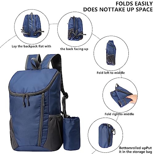 Yoolly Lightweight Foldable Backpack, Waterproof Packable Hiking Rucksack, Dark Blue-4