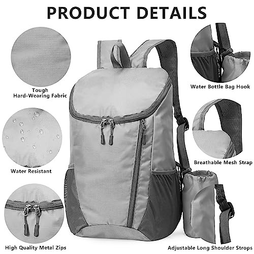 Yoolly Lightweight Foldable Waterproof Backpack, Grey-2