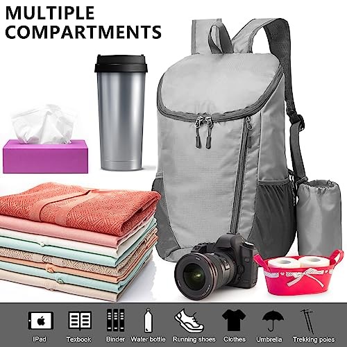 Yoolly Lightweight Foldable Waterproof Backpack, Grey-5