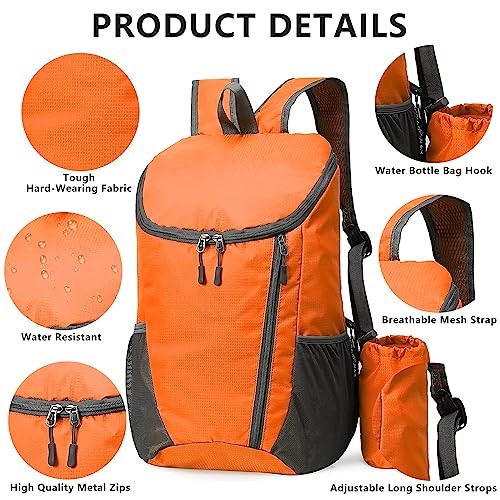 Yoolly Lightweight Foldable Waterproof Backpack, Orange-2
