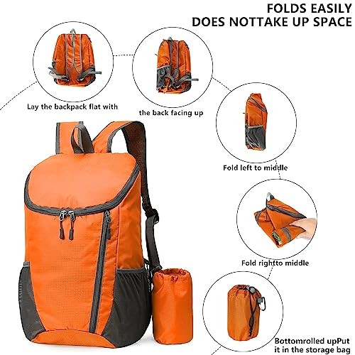 Yoolly Lightweight Foldable Waterproof Backpack, Orange-4