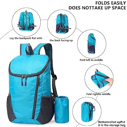 Yoolly Lightweight Foldable Waterproof Backpack, Blue-4
