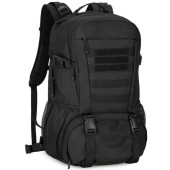 YuanWen Tactical Backpack 40L, Black, MOLLE Hiking Rucksack