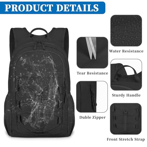 ZOMFELT Small Hiking Backpack 15L Lightweight Foldable Waterproof Rucksack, Black-3
