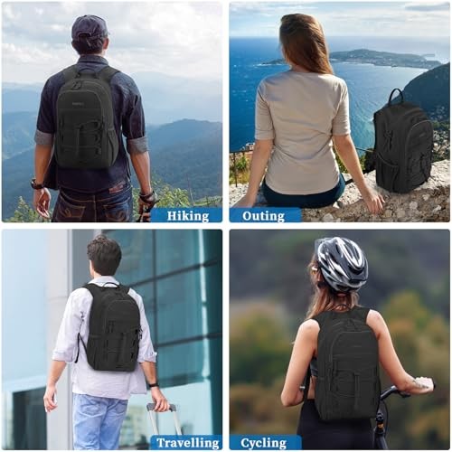 ZOMFELT Small Hiking Backpack 15L Lightweight Foldable Waterproof Rucksack, Black-4