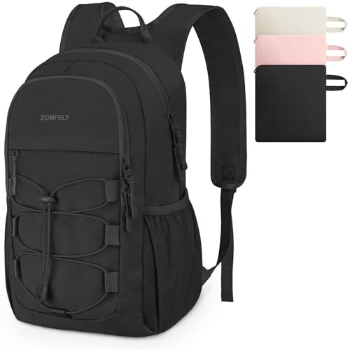 ZOMFELT Small Hiking Backpack 15L Lightweight Foldable Waterproof Rucksack, Black