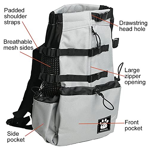 Woolala Grey S Dog Carrier Bag, Head-Out Ventilated Pet Backpack-3
