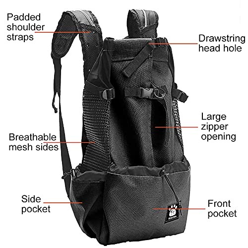 Woolala Black XL Dog Carrier Bag, Head-Out Ventilated Pet Backpack-3