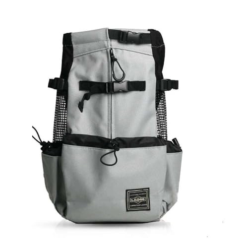 Woolala Grey M Dog Carrier Bag, Head-Out Ventilated Pet Backpack