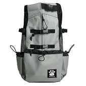 Woolala Grey L Dog Carrier Bag, Head-Out Ventilated Pet Backpack