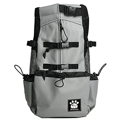 Woolala Grey L Dog Carrier Bag, Head-Out Ventilated Pet Backpack