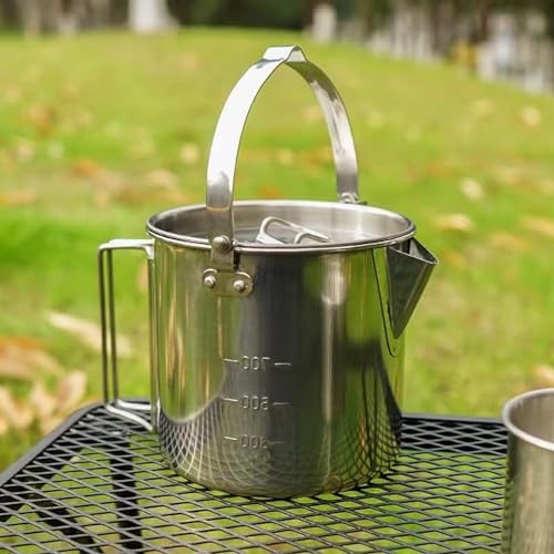 ZLWENA 1.2L Stainless Steel Camping Pot Tea Kettle-1