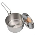 Mixabloem 1 L Stainless Steel Camping Kettle Pot with Wood Handle