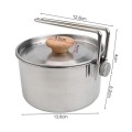 Mixabloem 1 L Stainless Steel Camping Kettle Pot with Wood Handle