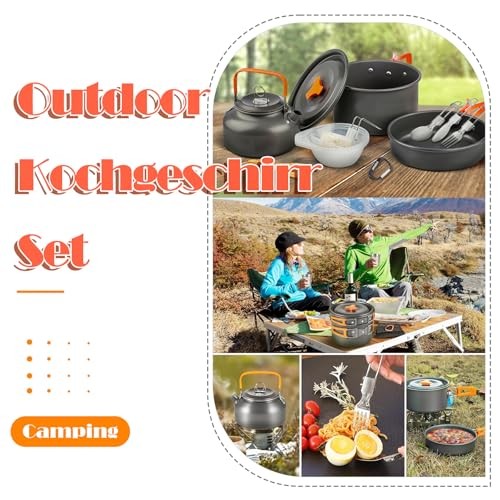 qhklew 10-Piece Camping Cookware Set for 2 to 4 People-1