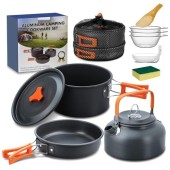 qhklew 10-Piece Camping Cookware Set for 2 to 4 People
