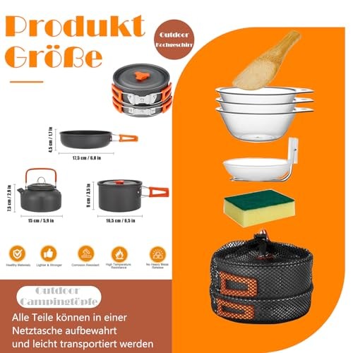 qhklew 10-Piece Camping Cookware Set for 2 to 4 People-2