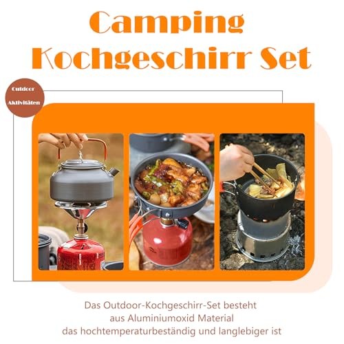 qhklew 10-Piece Camping Cookware Set for 2 to 4 People-5