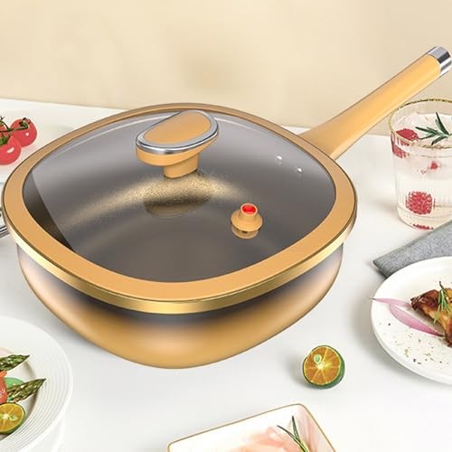 Generic 12in Titanium Alloy Non-Stick Deep Skillet with Lid, 30 x 10 cm, No Steamer-2