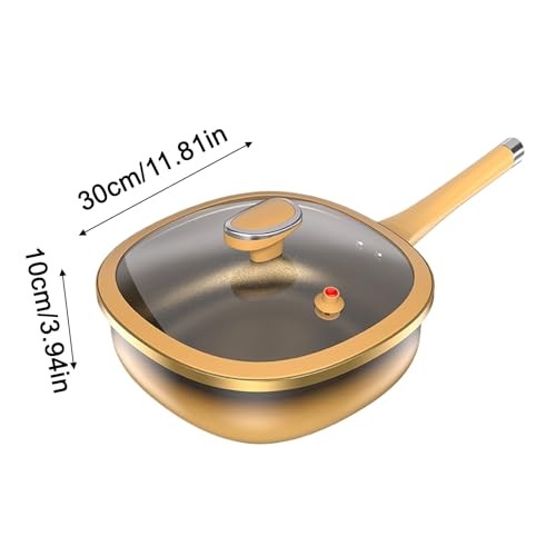 Generic 12in Titanium Alloy Non-Stick Deep Skillet with Lid, 30 x 10 cm, No Steamer-4