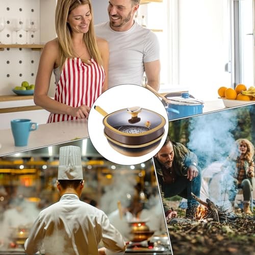 Generic 12in Titanium Alloy Non-Stick Deep Skillet Pot with Lid and Steamer-3