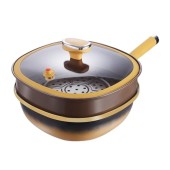 Generic 12-inch Titanium Alloy Non-Stick Deep Skillet with Lid and Steamer