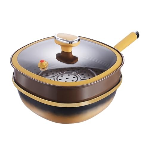 Generic 12-inch Titanium Alloy Non-Stick Deep Skillet with Lid and Steamer