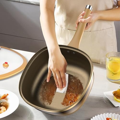 Generic 12-inch Titanium Alloy Non-Stick Deep Skillet Pot with Lid, 30 x 10 cm-1